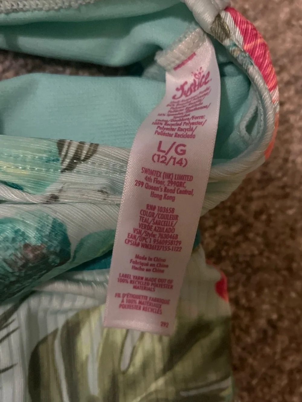 Justice Girls Floral Mint Green Two-Piece Swim Set with Skirt